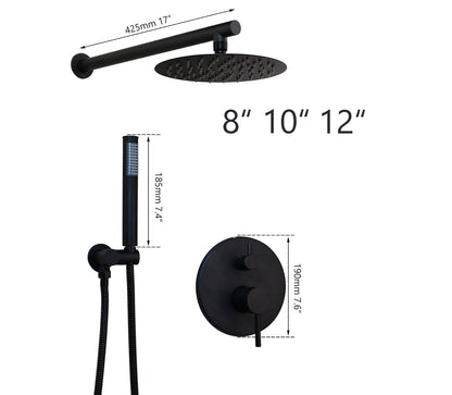 SaniSupreme Doucheset Yosemite 30 cm. regendouche rond 2-weg zwart inbouw