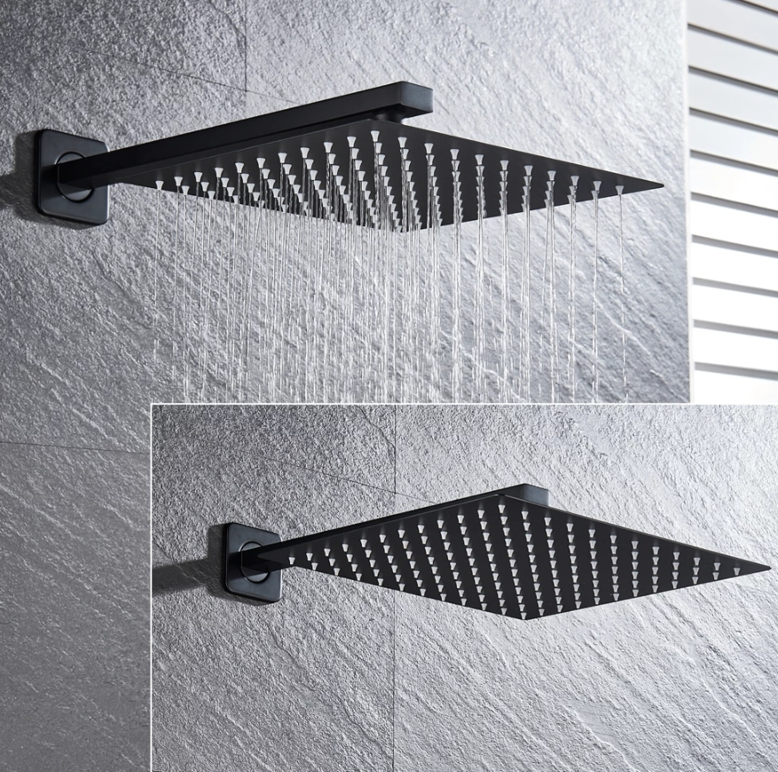 VoordeelPaleis® Doucheset Manhattan Premium de Luxe Waterfall LCD 12 inch regendouche vierkant 3-weg zwart inbouw