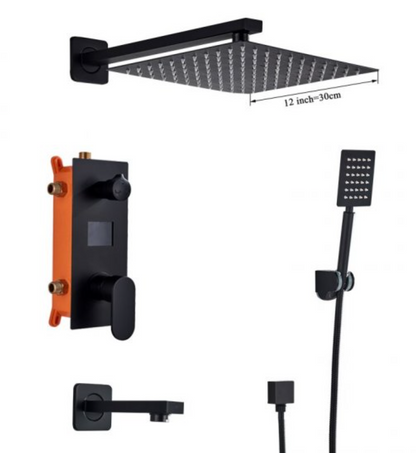 VoordeelPaleis® Promobundel Inbouw Doucheset Manhattan Premium de Luxe LCD 10 inch regendouche vierkant 3-weg zwart