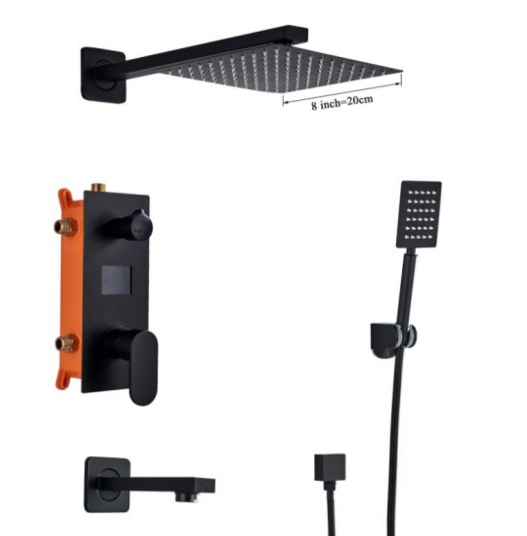 VoordeelPaleis® Promobundel Inbouw Doucheset Manhattan Premium de Luxe LCD 10 inch regendouche vierkant 3-weg zwart