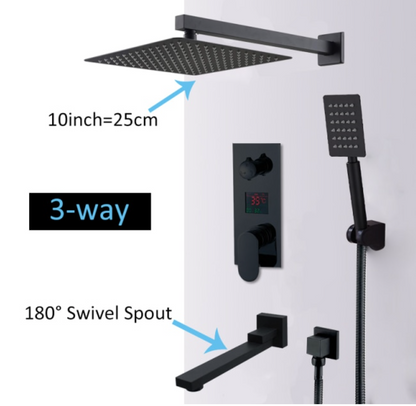 VoordeelPaleis® Losse mengunit 3 weg Manhattan Premium de Luxe LCD Digitaal Display mat zwart inbouw