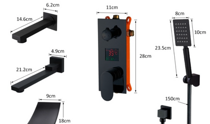 VoordeelPaleis® Promobundel Inbouw Doucheset Manhattan Premium de Luxe LCD 10 inch regendouche vierkant 3-weg zwart