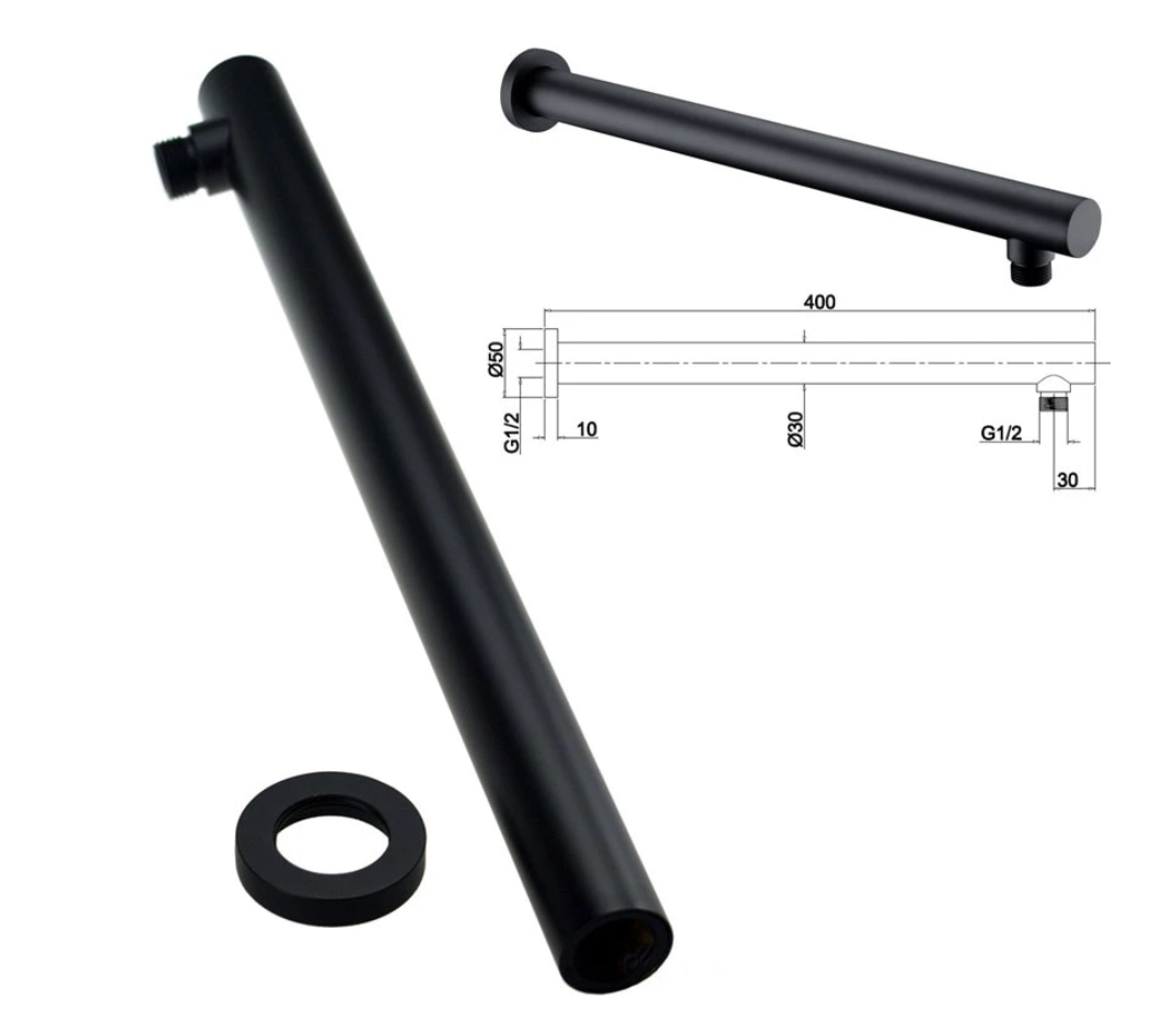 VoordeelPaleis® Inbouw Doucheset Washington Premium 2 weg 8 inch regendouche rond-rechthoek mat zwart