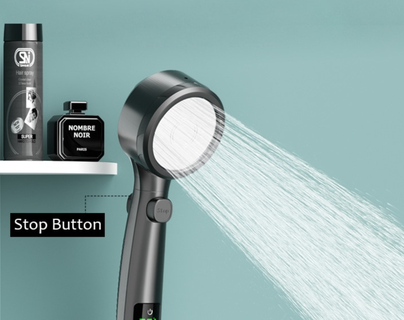 SaniSupreme Bologna waterbesparende Handdouche met Led display en 4 functies chroom