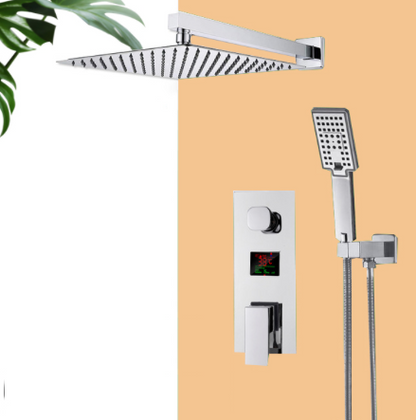 VoordeelPaleis® Doucheset Manhattan Premium de Luxe LCD inbouw mengkraan vierkant 2-weg chroom inbouw