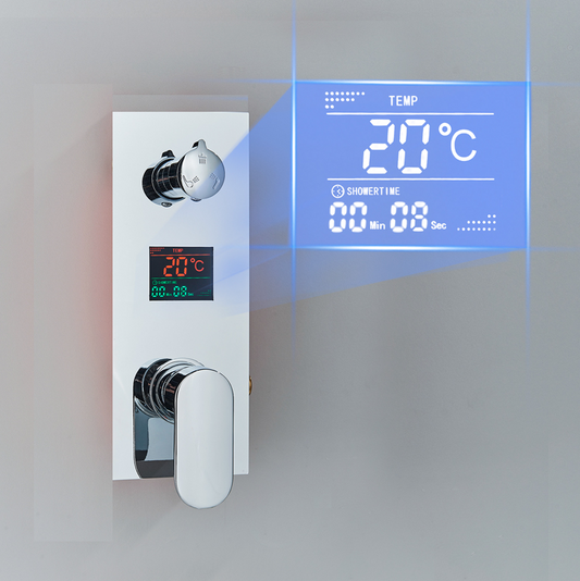 VoordeelPaleis® Doucheset Manhattan Premium de Luxe LCD inbouw mengkraan vierkant 2-weg chroom inbouw