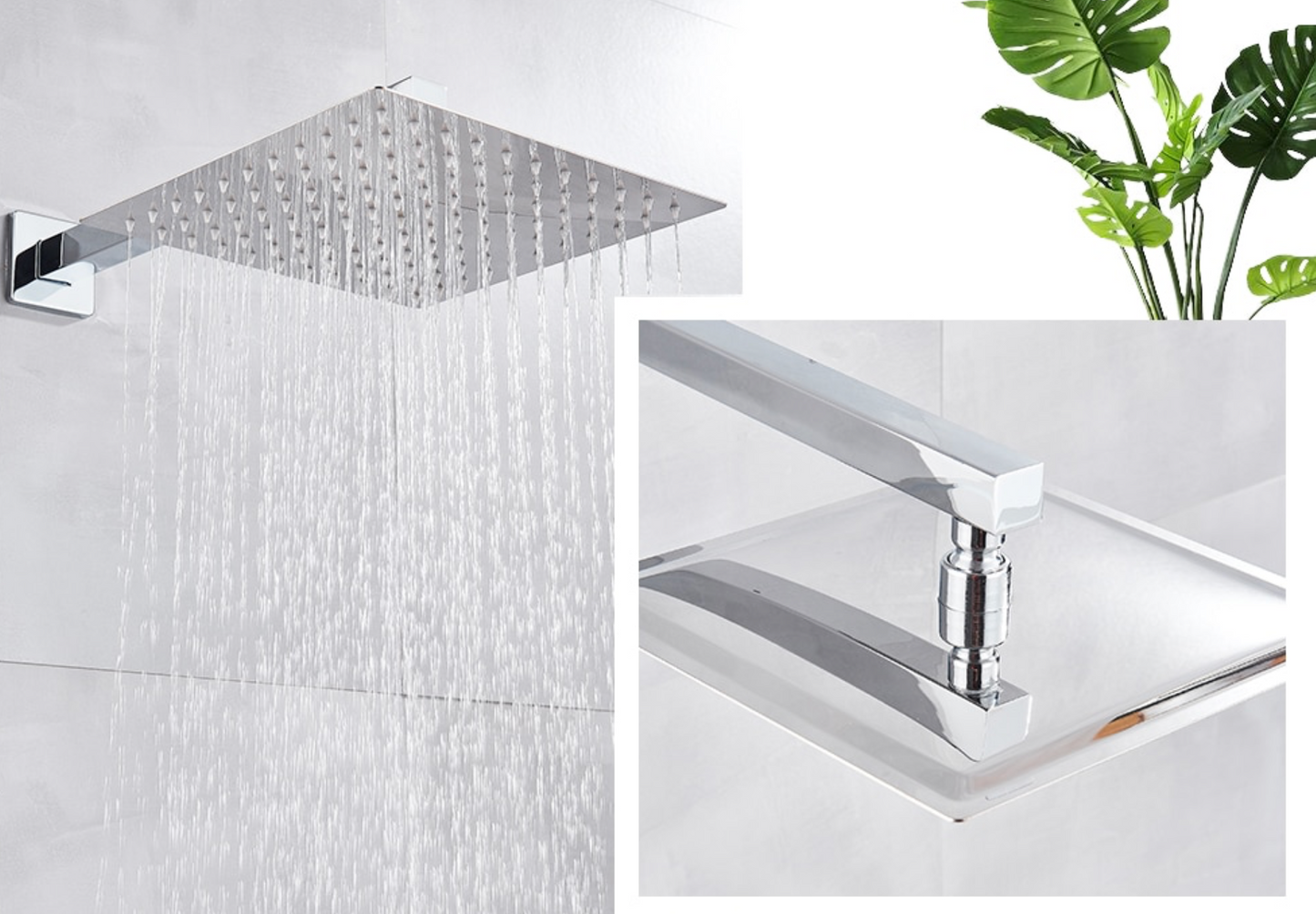 VoordeelPaleis® Doucheset Manhattan Premium de Luxe LCD 16 inch regendouche vierkant 3-weg chroom inbouw