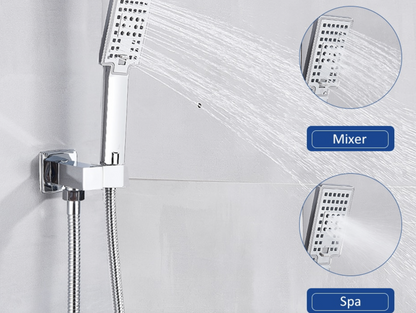 VoordeelPaleis® Doucheset Manhattan Premium de Luxe LCD 8 inch regendouche vierkant 2-weg chroom inbouw