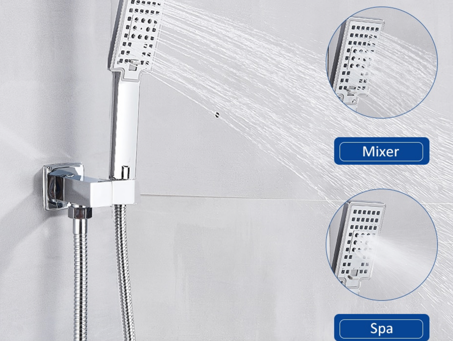 VoordeelPaleis® Doucheset Manhattan Premium de Luxe Plafond Waterval LCD 40 cm LED regendouche vierkant 3-weg chroom inbouw