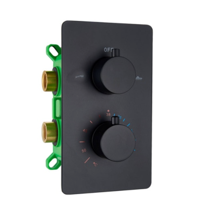 VoordeelPaleis® Inbouw Doucheset Washington Premium 2 weg 8 inch regendouche rond-rechthoek mat zwart