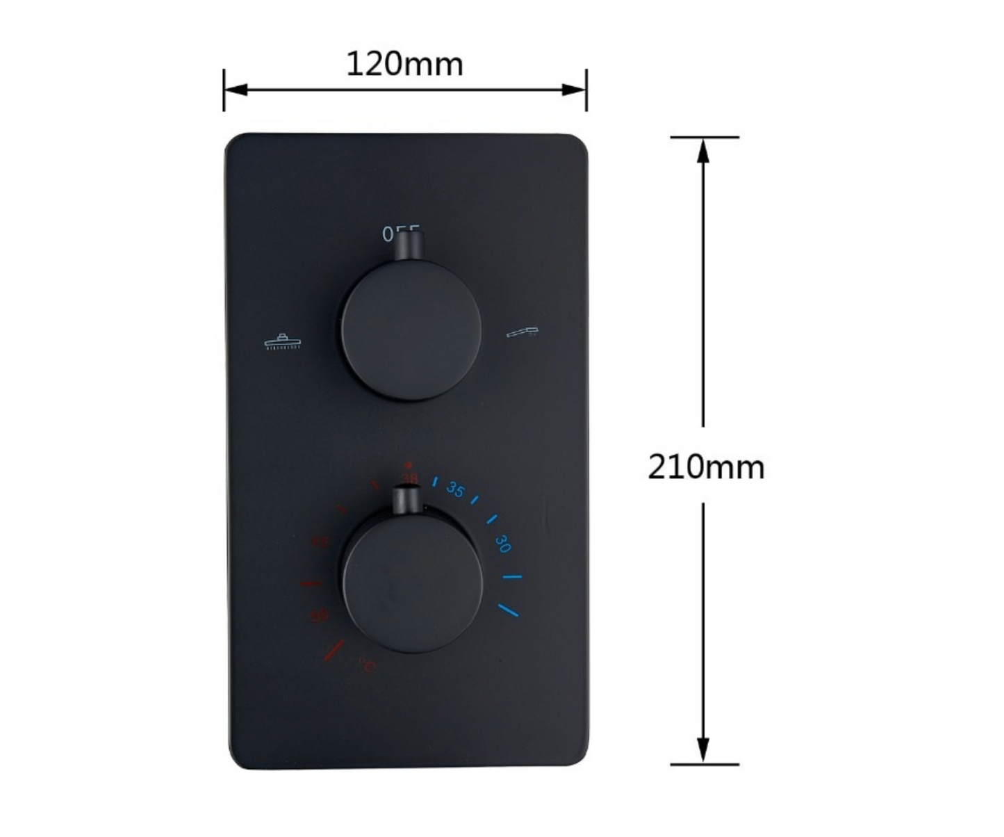 VoordeelPaleis® Inbouw Doucheset Washington Premium 2 weg 12 inch regendouche rond-rechthoek mat zwart