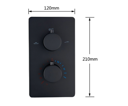 VoordeelPaleis® Inbouw Doucheset Washington Premium 2 weg 12 inch regendouche rond-rechthoek mat zwart
