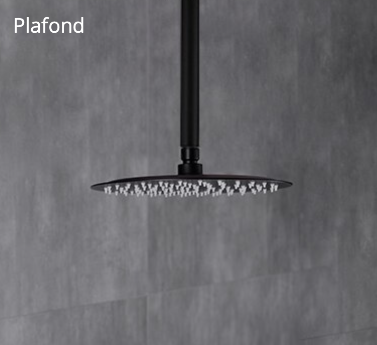 VoordeelPaleis® Inbouw Plafond Doucheset Yosemite 2 weg 16 inch regendouche rond mat zwart