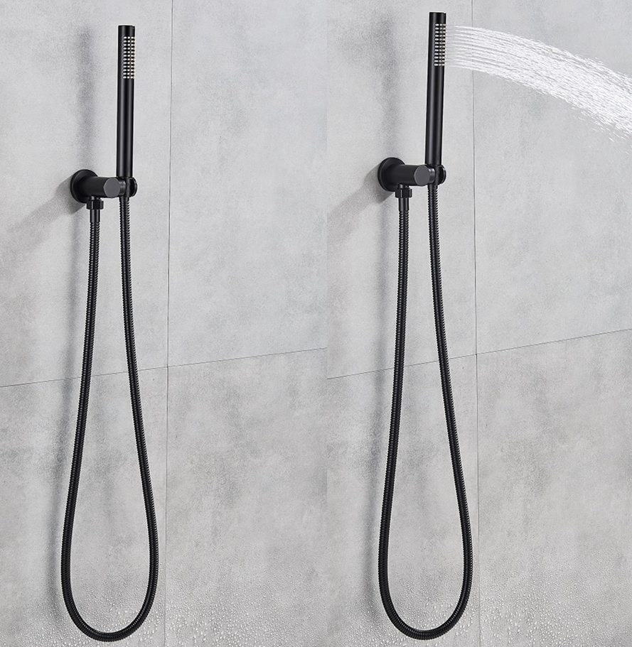 Inbouw Plafond Doucheset Yosemite 2 weg 30 cm. regendouche rond mat zwart