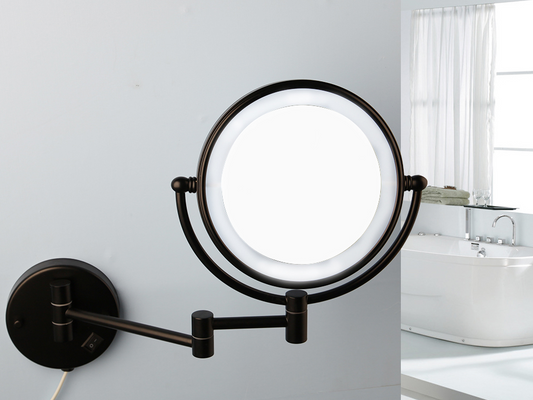 Make-up en Scheerspiegel VoordeelPaleis Bari Ø20cm LED Verlichting 3x Vergroting Mat Zwart