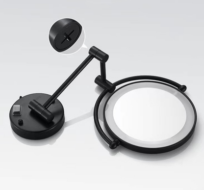 Make-up en Scheerspiegel VoordeelPaleis Bari Ø20cm LED Verlichting 3x Vergroting Mat Zwart