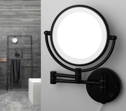 Make-up en Scheerspiegel VoordeelPaleis Bari Ø20cm LED Verlichting 3x Vergroting Mat Zwart