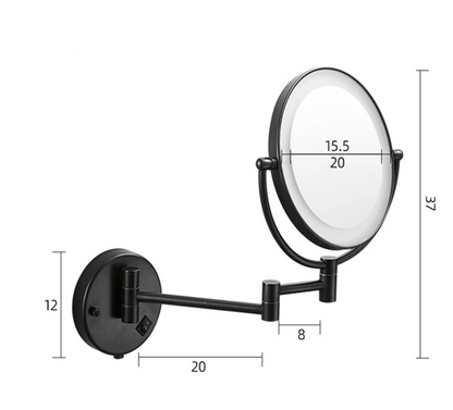 Make-up en Scheerspiegel VoordeelPaleis Bari Ø20cm LED Verlichting 3x Vergroting Goud Brushed