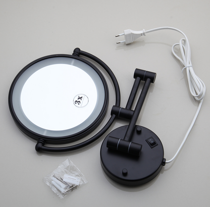 Make-up en Scheerspiegel VoordeelPaleis Bari Ø20cm LED Verlichting 3x Vergroting Goud Brushed