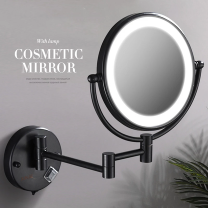 Make-up en Scheerspiegel VoordeelPaleis Bari Ø20cm LED Verlichting 3x Vergroting Mat Zwart