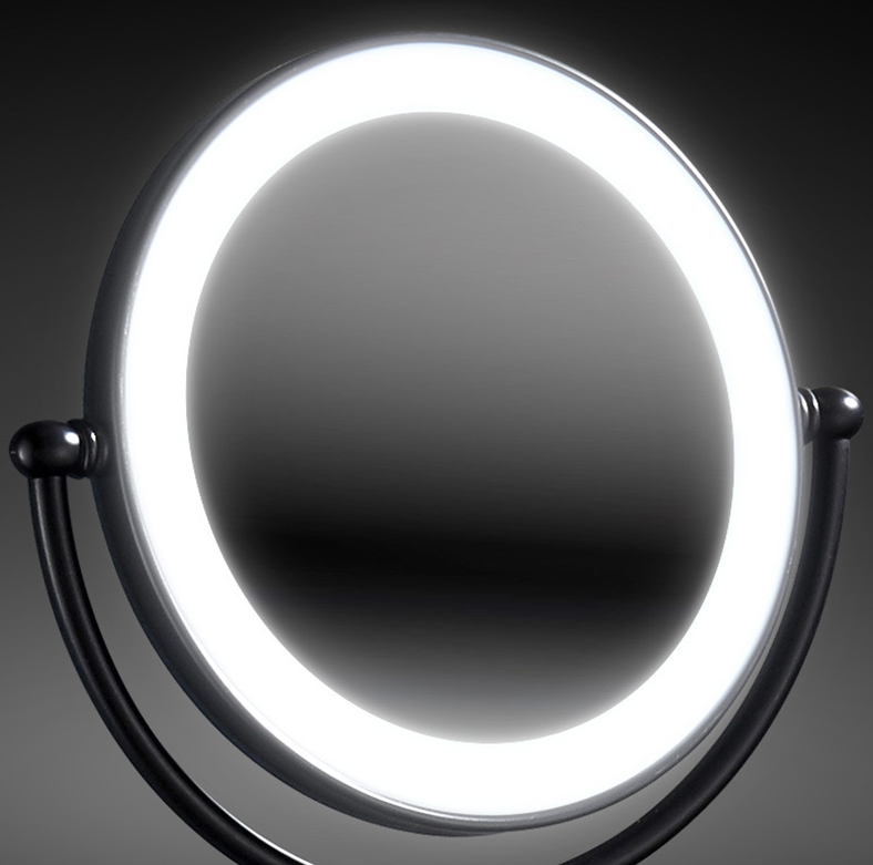 Make-up en Scheerspiegel VoordeelPaleis Bari Ø20cm LED Verlichting 3x Vergroting Mat Zwart