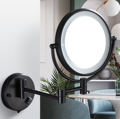 Make-up en Scheerspiegel VoordeelPaleis Bari Ø20cm LED Verlichting 3x Vergroting Mat Zwart