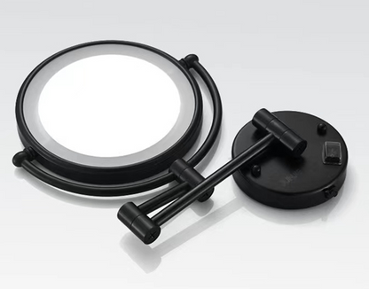Make-up en Scheerspiegel VoordeelPaleis Bari Ø20cm LED Verlichting 3x Vergroting Mat Zwart
