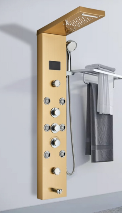 VoordeelPaleis® Douchepaneel Opbouwdouche Santos LCD Premium goud