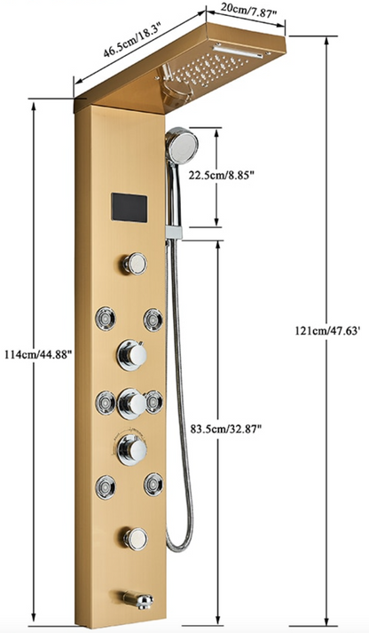 VoordeelPaleis® Douchepaneel Opbouwdouche Santos LCD Premium goud