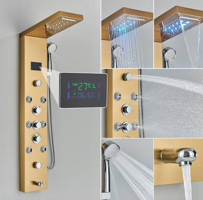 VoordeelPaleis® Douchepaneel Opbouwdouche Santos LCD Premium goud