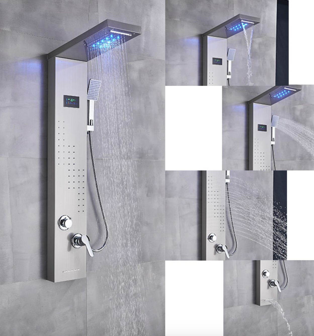Luxe Douchepaneel Opbouwdouche VoordeelPaleis® Bonos LCD RVS Brushed