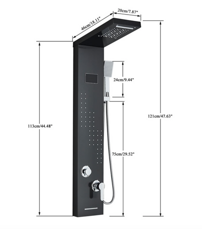 Douchepaneel Opbouwdouche VoordeelPaleis® Janeiro LCD RVS Brushed