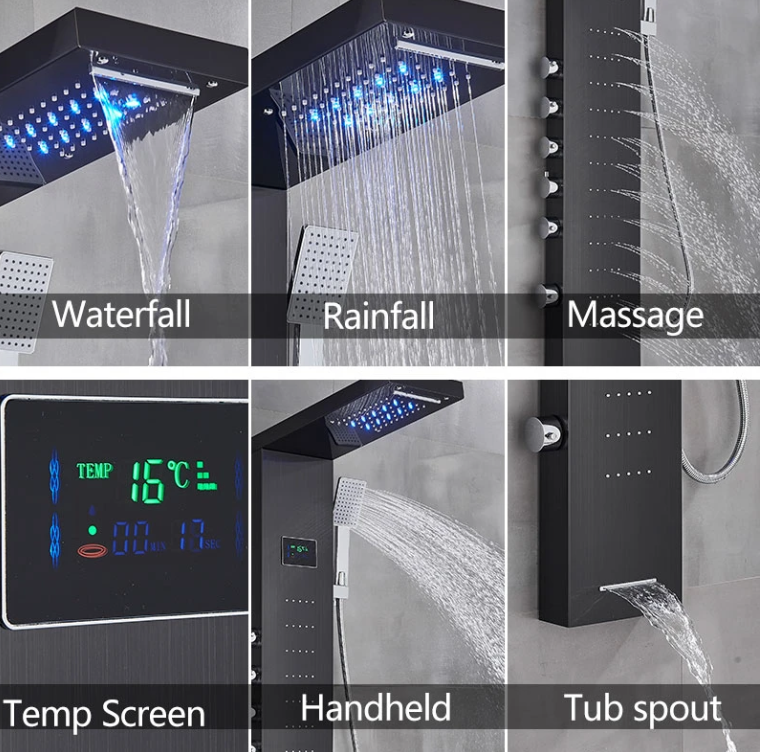 Luxe Douchepaneel Opbouwdouche VoordeelPaleis® Bonos LCD RVS Brushed