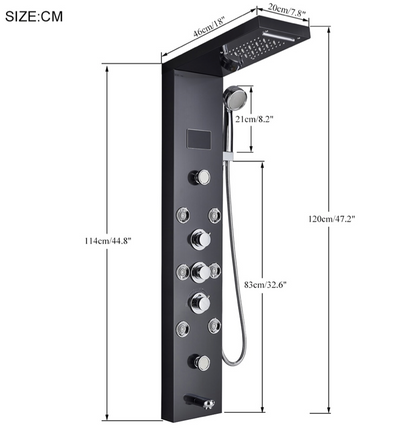 Douchepaneel Opbouwdouche VoordeelPaleis® Lumen LCD mat zwart