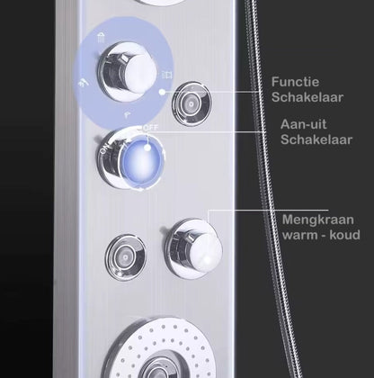 Douchepaneel Opbouwdouche VoordeelPaleis® Verona LCD Zilver Geborsteld