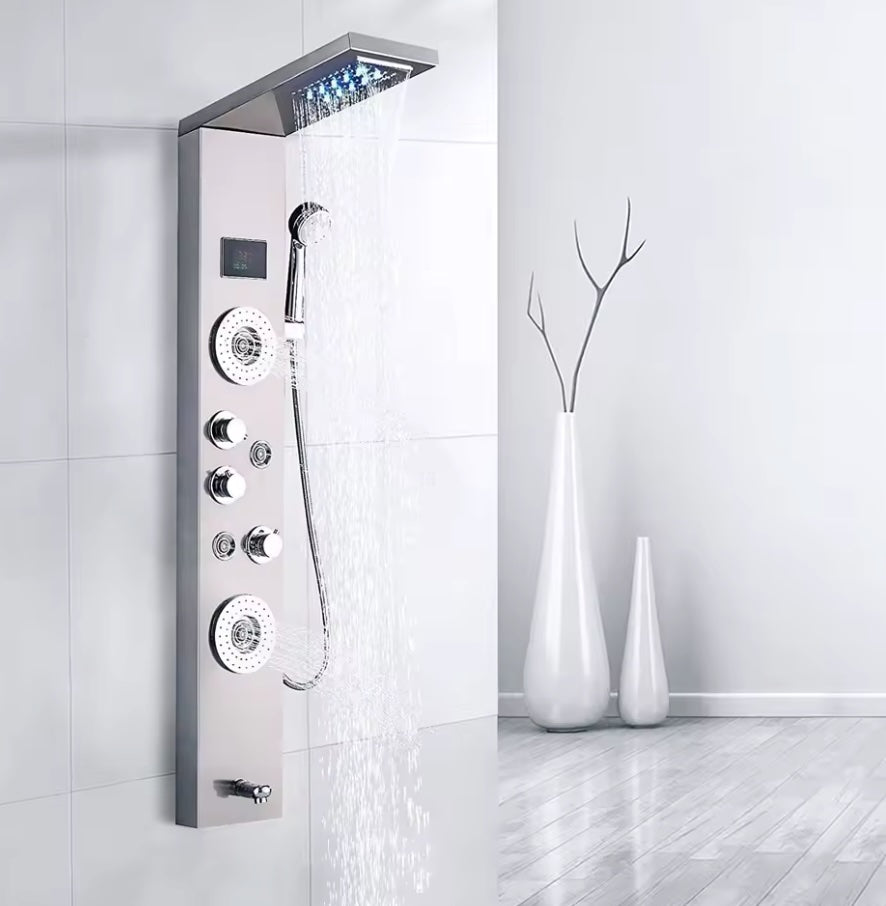 Douchepaneel Opbouwdouche VoordeelPaleis® Verona LCD Zilver Geborsteld