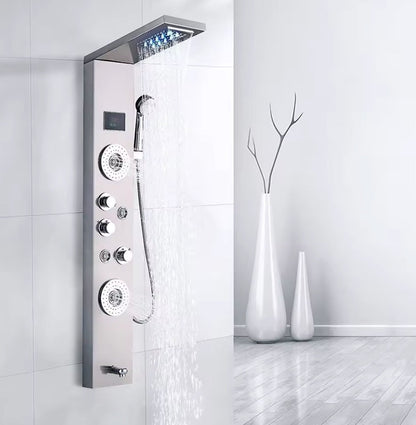 Douchepaneel Opbouwdouche VoordeelPaleis® Verona LCD Zilver Geborsteld