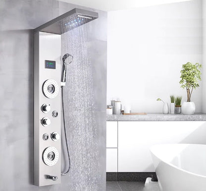 Douchepaneel Opbouwdouche VoordeelPaleis® Verona LCD Zilver Geborsteld
