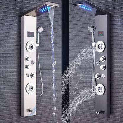 Douchepaneel Opbouwdouche VoordeelPaleis® Verona LCD Zilver Geborsteld