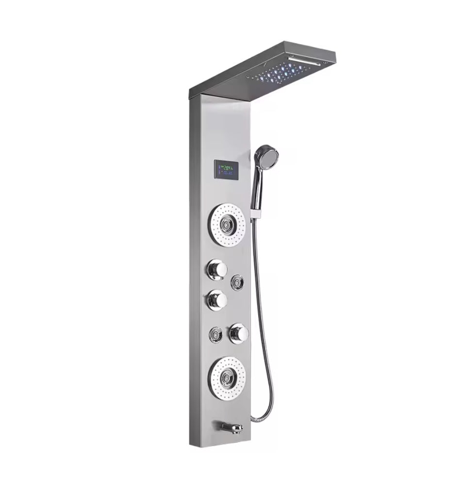 Douchepaneel Opbouwdouche VoordeelPaleis® Verona LCD Zilver Geborsteld
