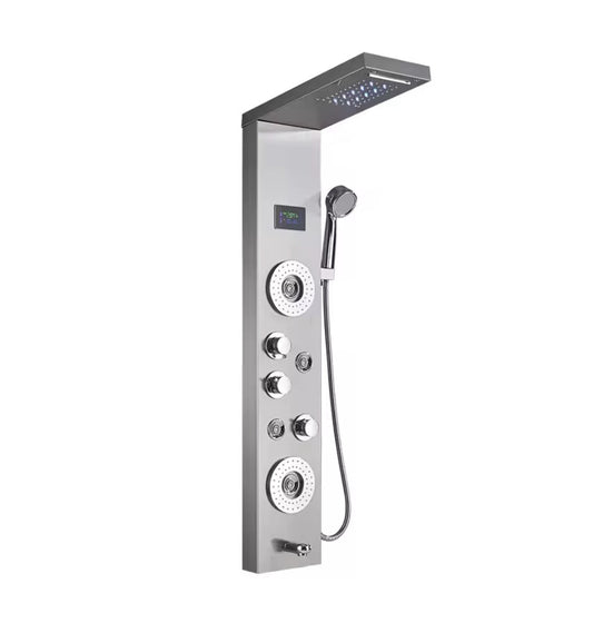 Douchepaneel Opbouwdouche VoordeelPaleis® Verona LCD Zilver Geborsteld