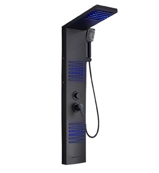 ACTIE Douchepaneel Regendouche VoordeelPaleis® Xena mat zwart met LED verlichting