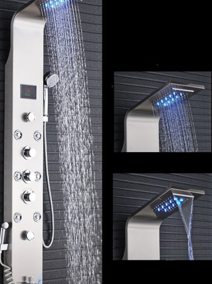 Douchepaneel Opbouwdouche VoordeelPaleis® Sora Douchepaneel met hand- en voetendouche LCD Premium rvs brushed