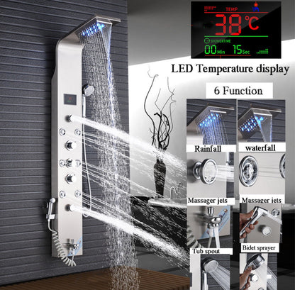 Douchepaneel Opbouwdouche VoordeelPaleis® Sora Douchepaneel met hand- en voetendouche LCD Premium rvs brushed