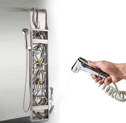 Douchepaneel Opbouwdouche VoordeelPaleis® Sora Douchepaneel met hand- en voetendouche LCD Premium rvs brushed