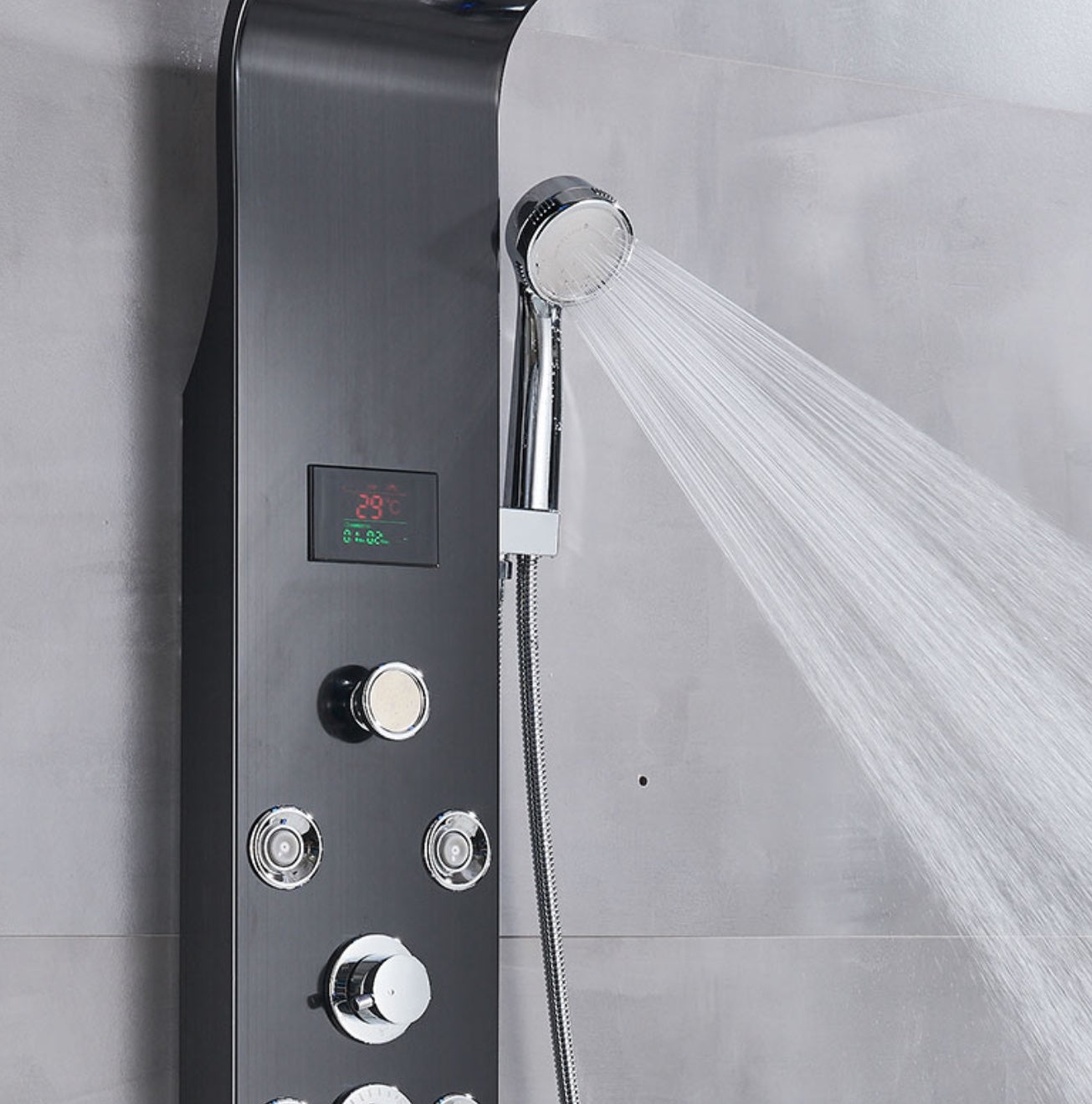 Douchepaneel Wellnessdouche VoordeelPaleis - Noir met hand- en voetendouche LCD Premium mat zwart
