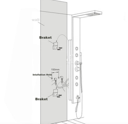 Douchepaneel Opbouwdouche VoordeelPaleis® Sora Douchepaneel met hand- en voetendouche LCD Premium rvs brushed