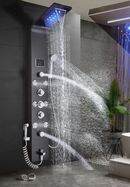 Douchepaneel Wellnessdouche VoordeelPaleis - Noir met hand- en voetendouche LCD Premium mat zwart