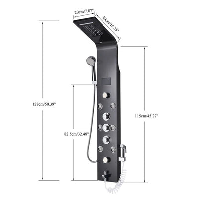 Douchepaneel Opbouwdouche VoordeelPaleis® Sora Douchepaneel met hand- en voetendouche LCD Premium rvs brushed