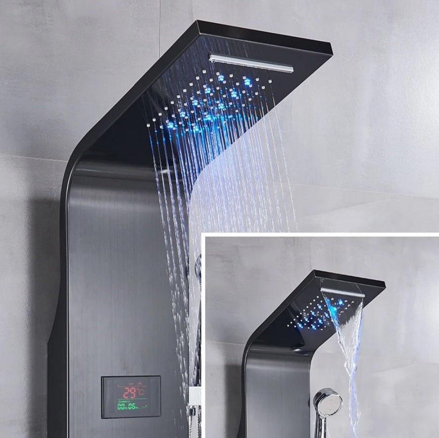 Douchepaneel Wellnessdouche VoordeelPaleis - Noir met hand- en voetendouche LCD Premium mat zwart